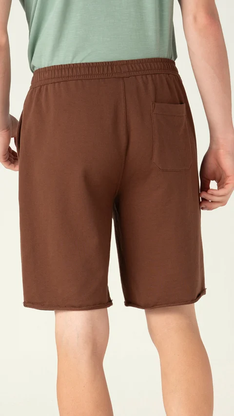 Statement Raw Edge Shorts Wood Brown
