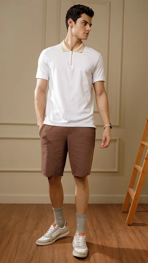 Statement Raw Edge Shorts Wood Brown