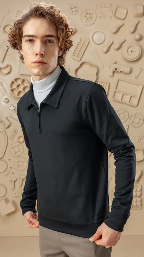 ReNEWd Collared Sweatshirt Eclipse Black