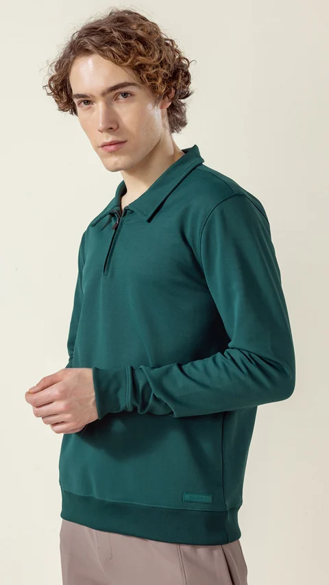 ReNEWd Collared Sweatshirt Marine Teal