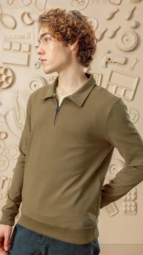 ReNEWd Collared Sweatshirt Woody Brown