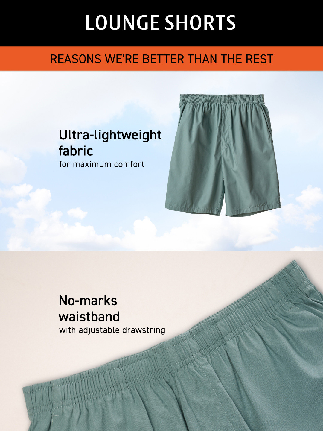 Ultra-Light Men Lounge Short Online - Nap Green | DaMENSCH
