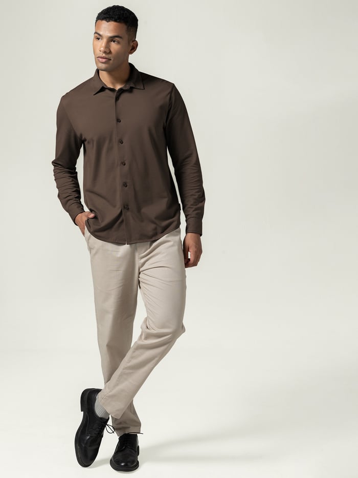 coffee brown dress shirt Giovanni Clg1001-17 1-2x32-33 Mens Solid Color Dress Shirt, Brown