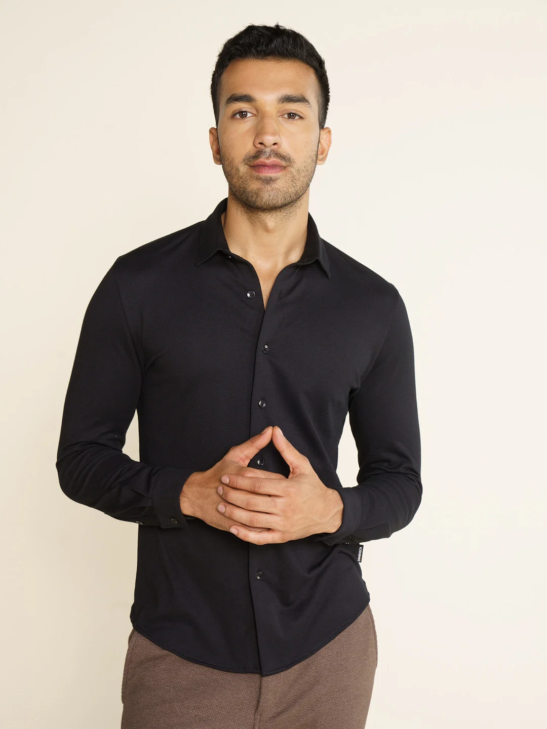 Constant All-Degree Pique Shirts Full Sleeves Jet Black