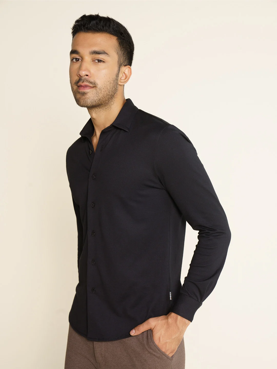 Constant All-Degree Pique Shirts Full Sleeves Jet Black