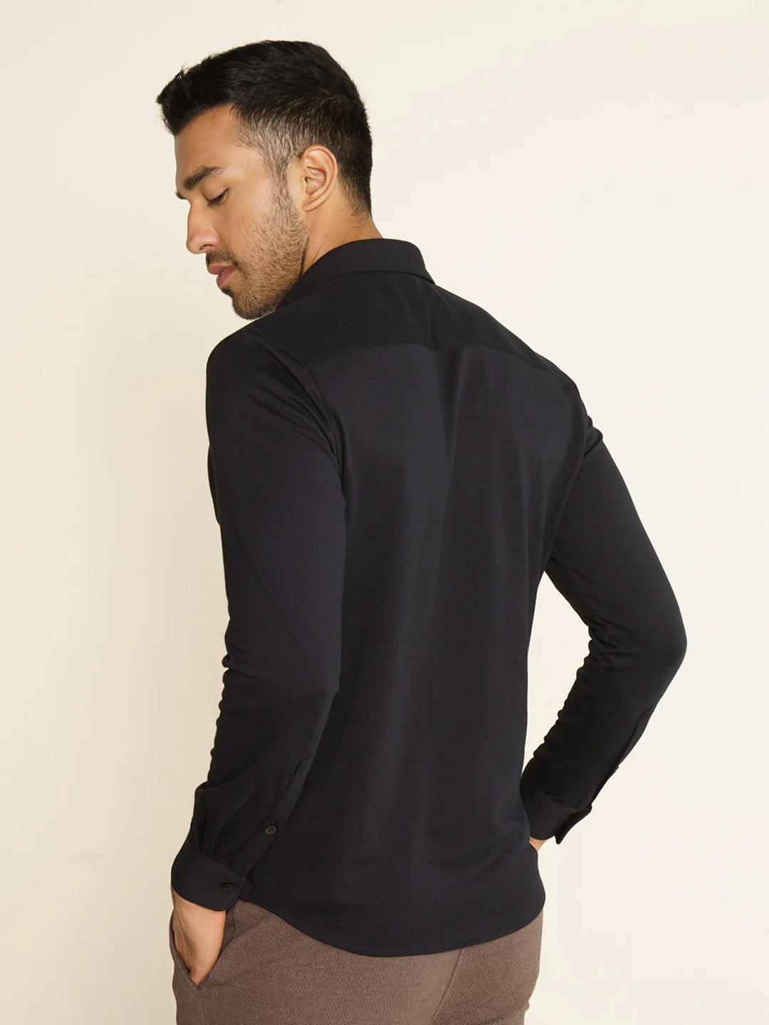 Constant All-Degree Pique Shirts Full Sleeves Jet Black