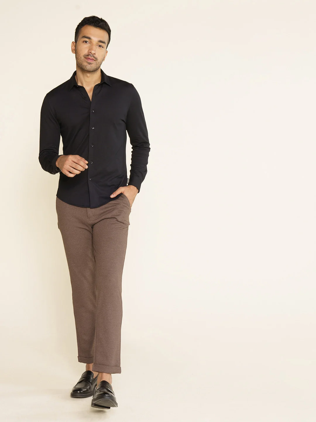 Constant All-Degree Pique Shirts Full Sleeves Jet Black