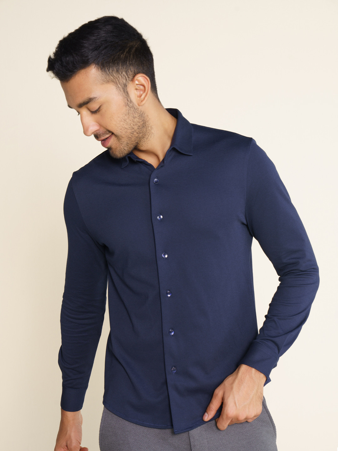 Constant All-Degree Pique Shirts Full Sleeves True Navy