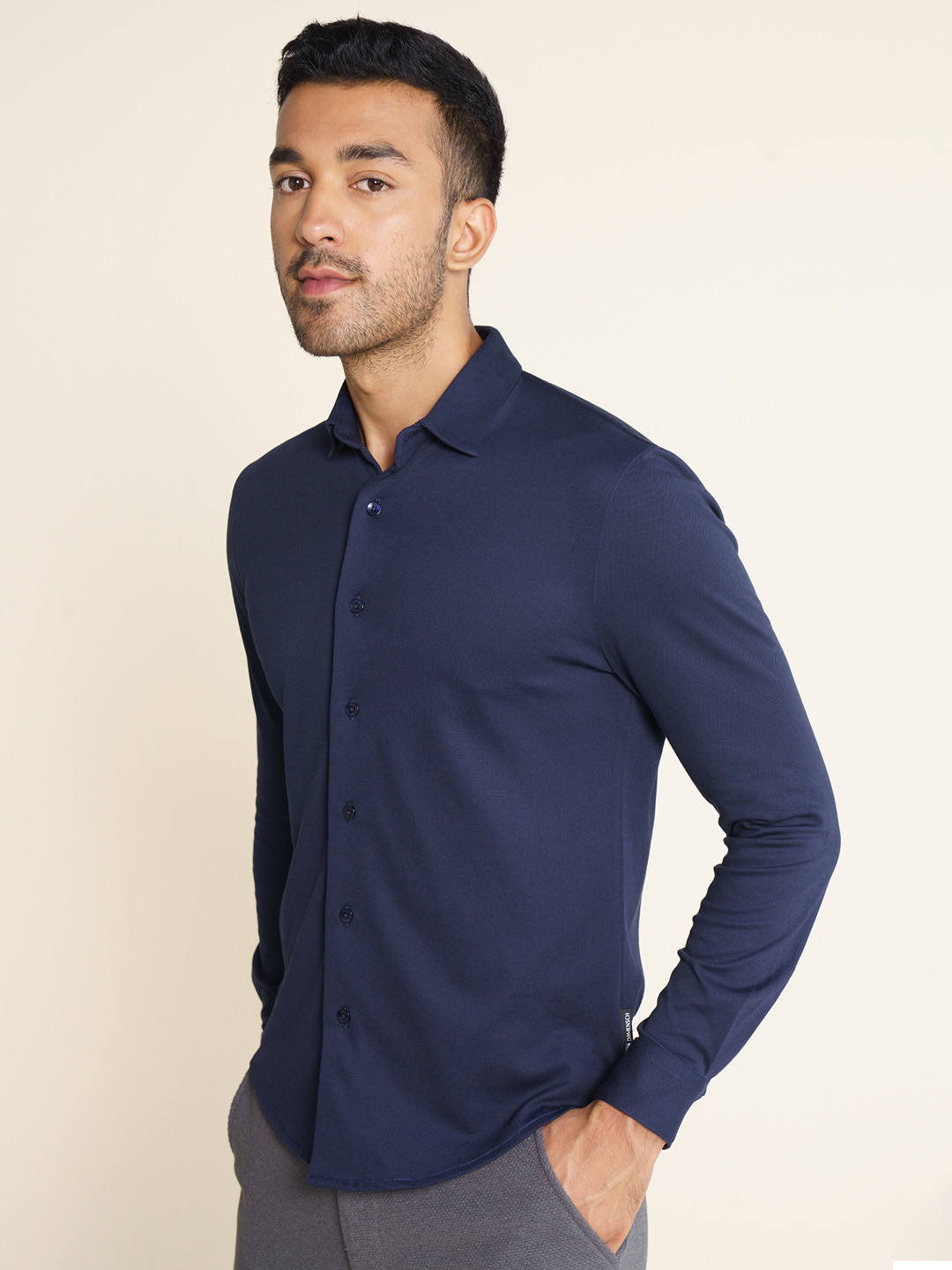 Constant All-Degree Pique Shirts Full Sleeves True Navy
