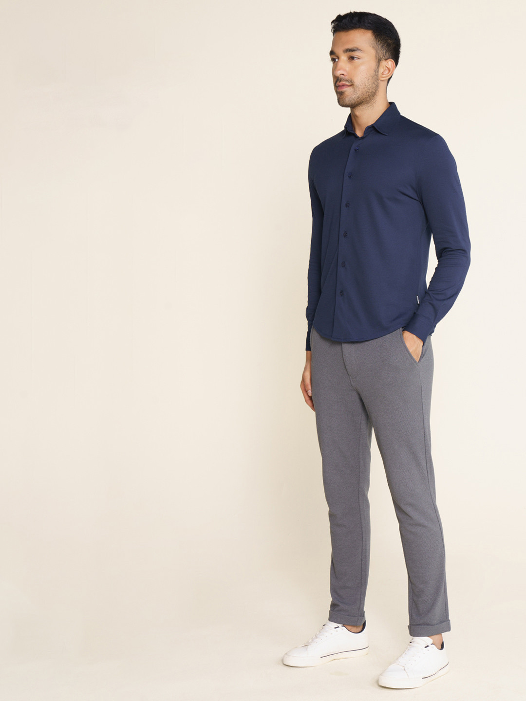 Constant All-Degree Pique Shirts Full Sleeves True Navy