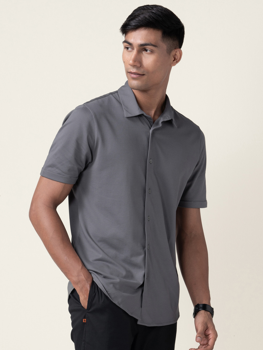 Constant All-Degree Pique Shirts Half Sleeves Clear Grey