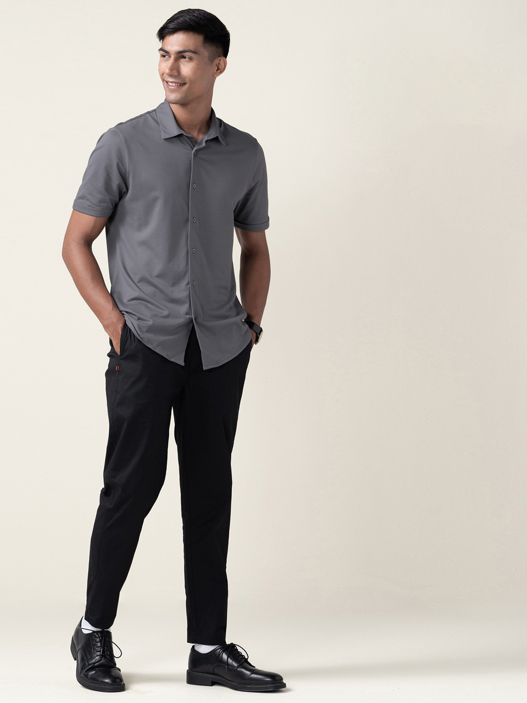Constant All-Degree Pique Shirts Half Sleeves Clear Grey
