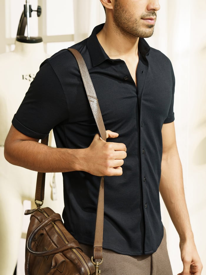 Constant All-Degree Pique Shirts Half Sleeves Jet Black