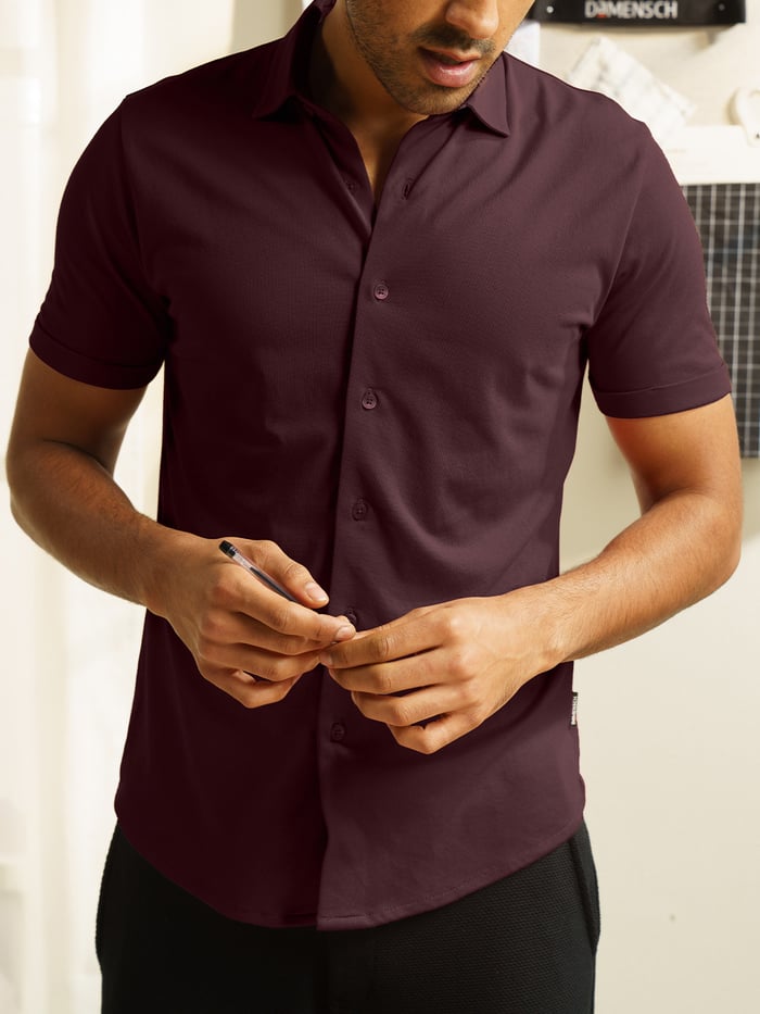 Constant All-Degree Pique Shirts Half Sleeves Loyal Maroon