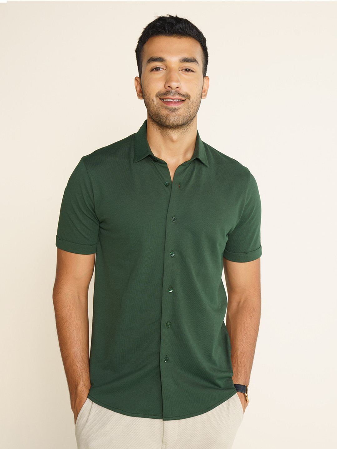 Constant All-Degree Pique Shirts Half Sleeves Mountain Green