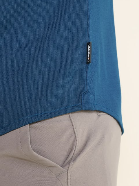 Mens Half Sleeve Shirt | Pique Shirt Teal Blue - DaMENSCH