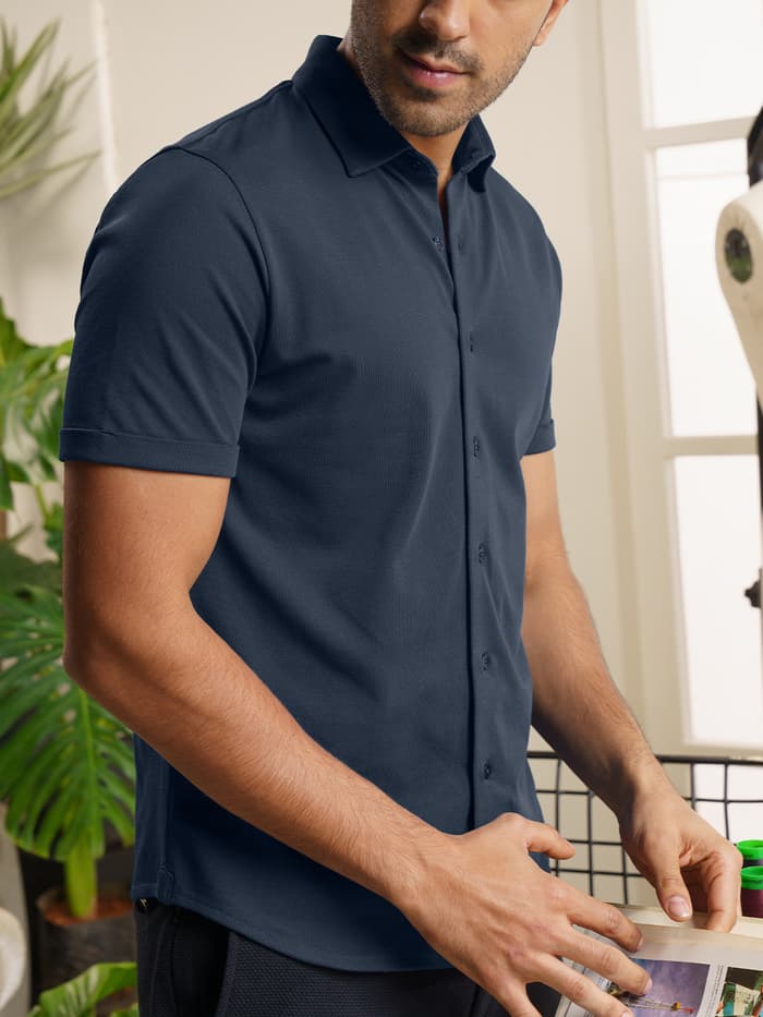 Constant All-Degree Pique Shirts Half Sleeves True navy