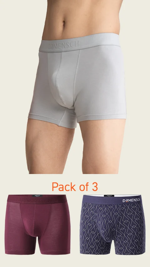 Value-Deal Deo-Soft Trunks Space Grey, Potent Purple, Navy Knots
