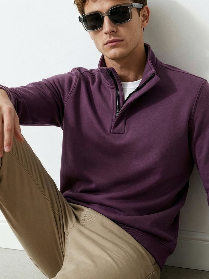 ReNEWd High-Neck Sweatshirts Misty Plum