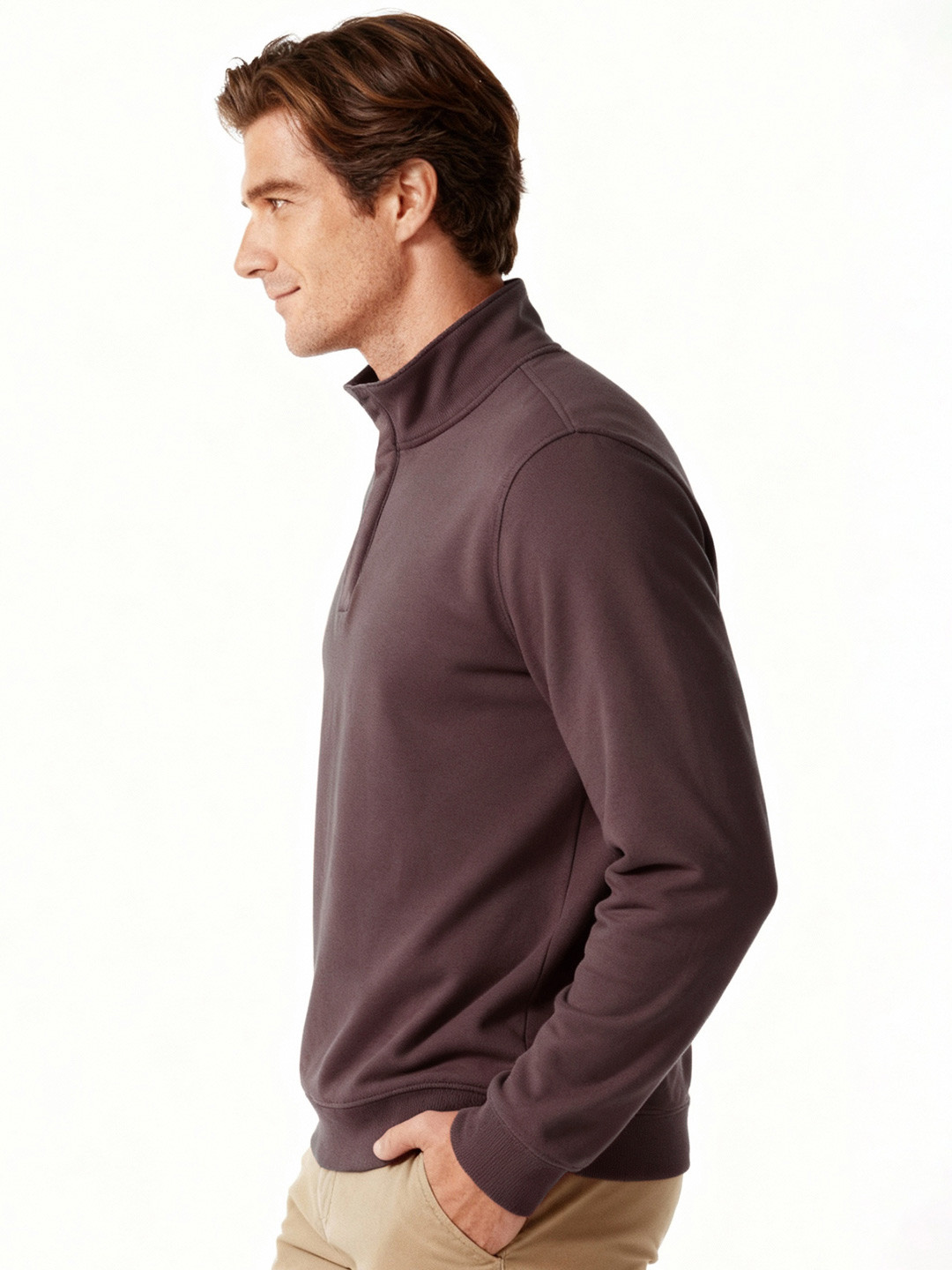 ReNEWd High-Neck Sweatshirts Stone Brown