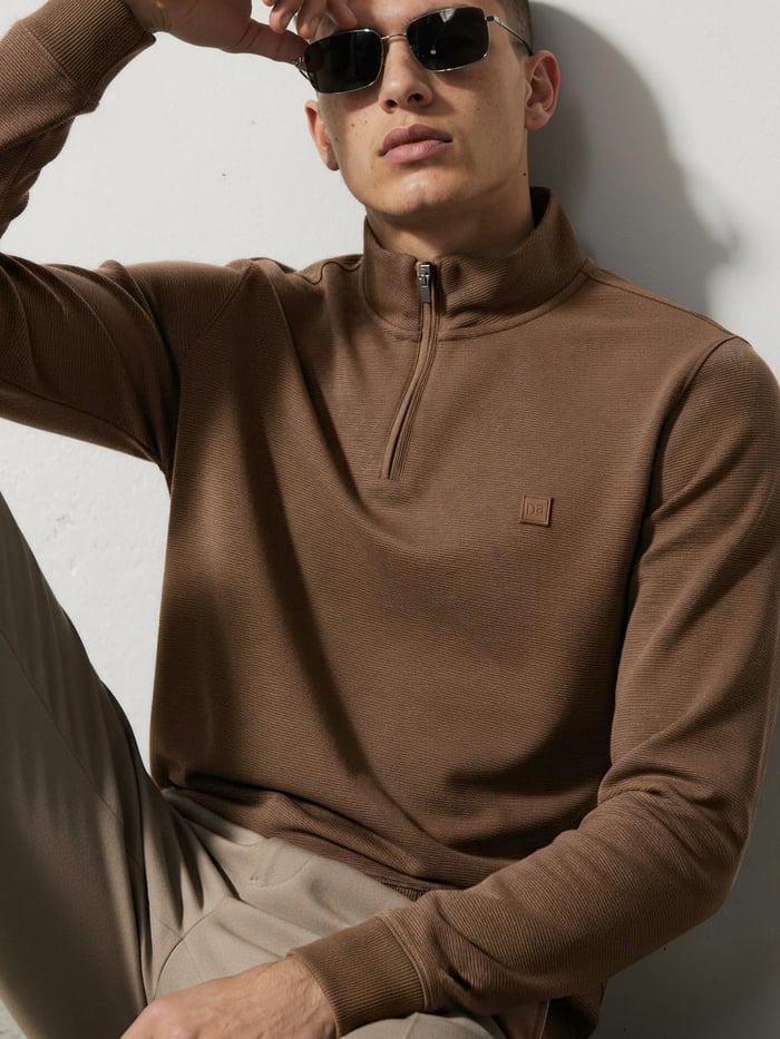 ReNEWd Ottoman Half-Zip Sweatshirts Butter Brown