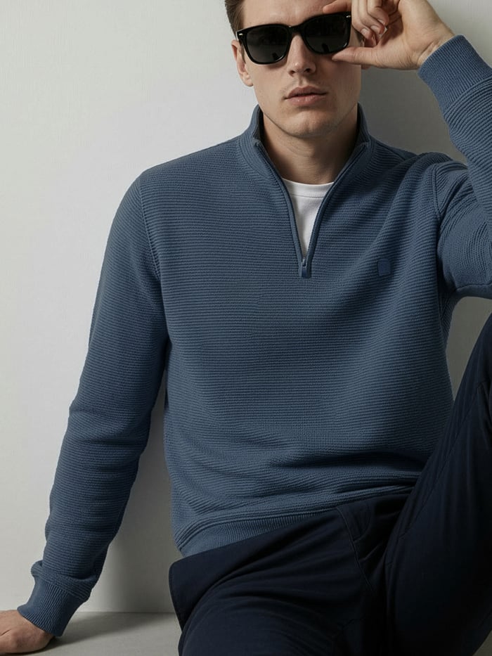 ReNEWd Ottoman Half-Zip Sweatshirts Honour Blue