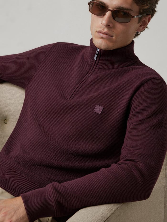 ReNEWd Ottoman Half-Zip Sweatshirts Loyal Maroon