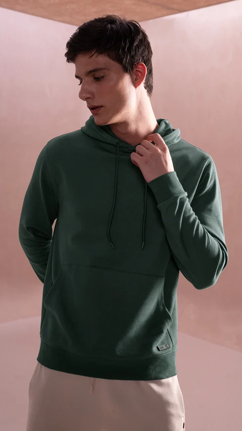 Statement Elemental Closed Hoodie Moss Green