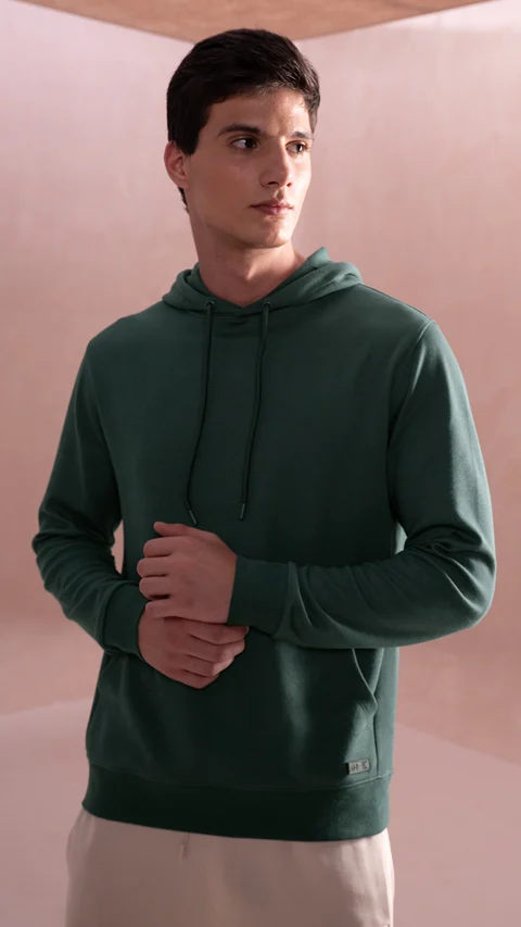 Statement Elemental Closed Hoodie Moss Green