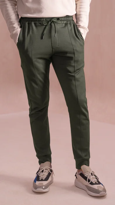 Men's Waffle Knit Pants in Black and Olive Green colors