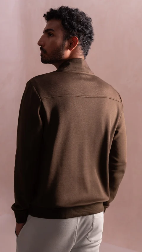 Statement Elemental Half Zip Sweatshirt Coffee Brown