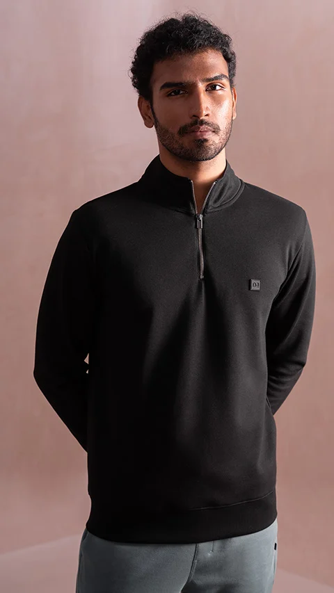 Statement Elemental Half Zip Sweatshirt Jet Black