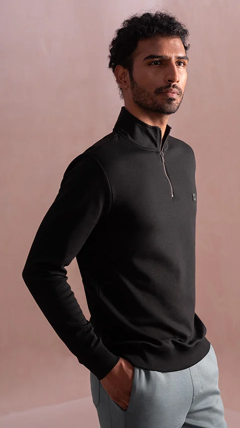 Statement Elemental Half Zip Sweatshirt Jet Black