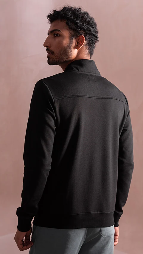 Statement Elemental Half Zip Sweatshirt Jet Black