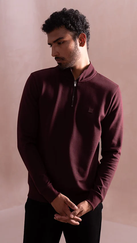 Statement Elemental Half Zip Sweatshirt Loyal Maroon