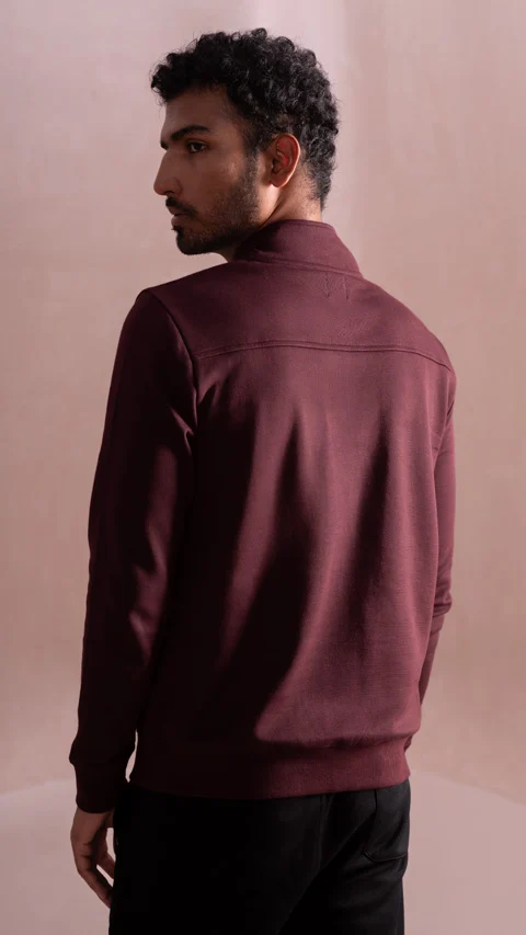 Statement Elemental Half Zip Sweatshirt Loyal Maroon
