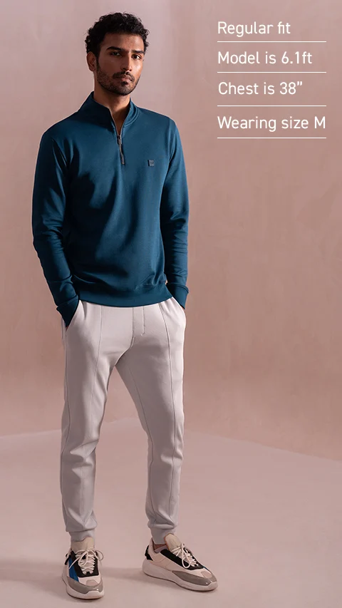 Statement Elemental Half Zip Sweatshirt Teal Blue