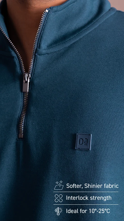 Statement Elemental Half Zip Sweatshirt Teal Blue