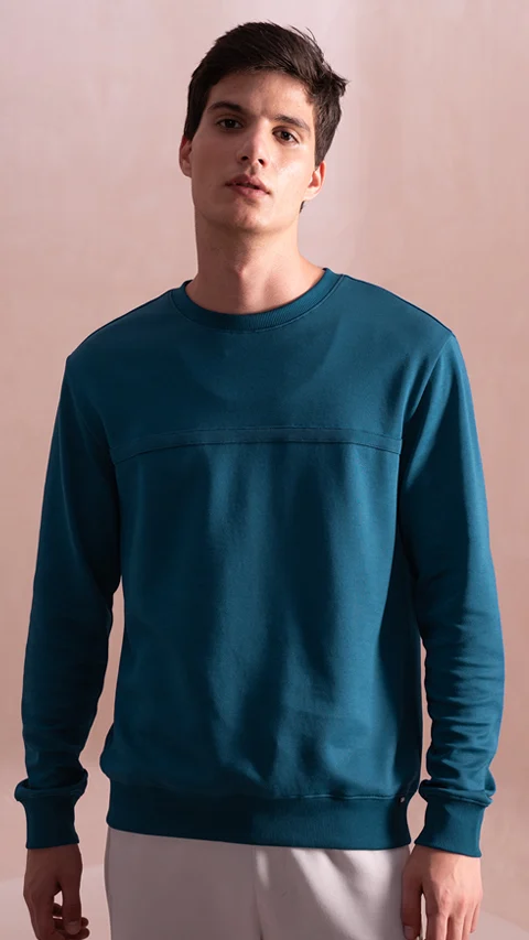 Statement Elemental Solid Sweatshirt Teal Blue