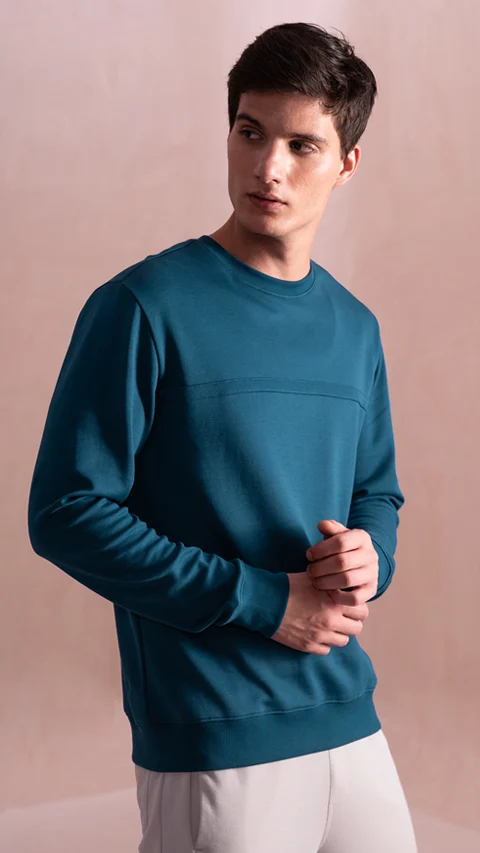 Statement Elemental Solid Sweatshirt Teal Blue