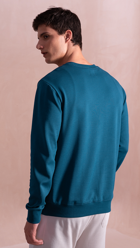 Mens Elemental Solid Sweatshirt Teal Blue DaMENSCH