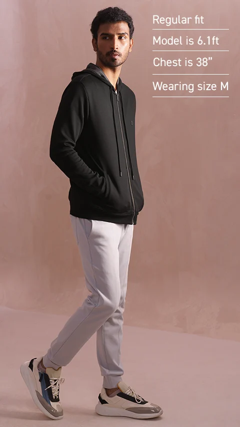 Statement Elemental Zipped Hoodie Jet Black