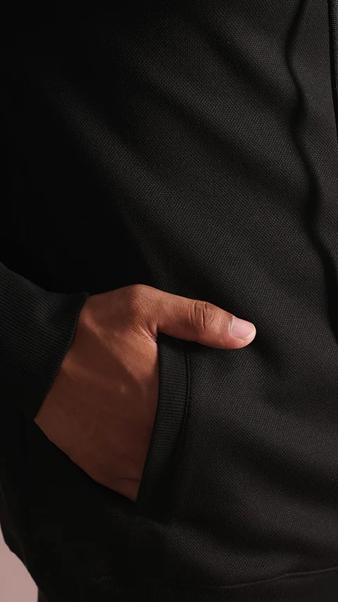 Statement Elemental Zipped Hoodie Jet Black