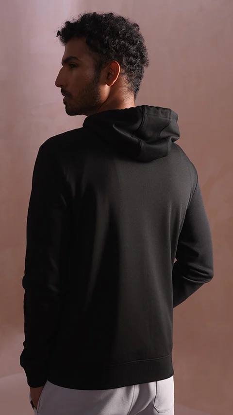 Statement Elemental Zipped Hoodie Jet Black