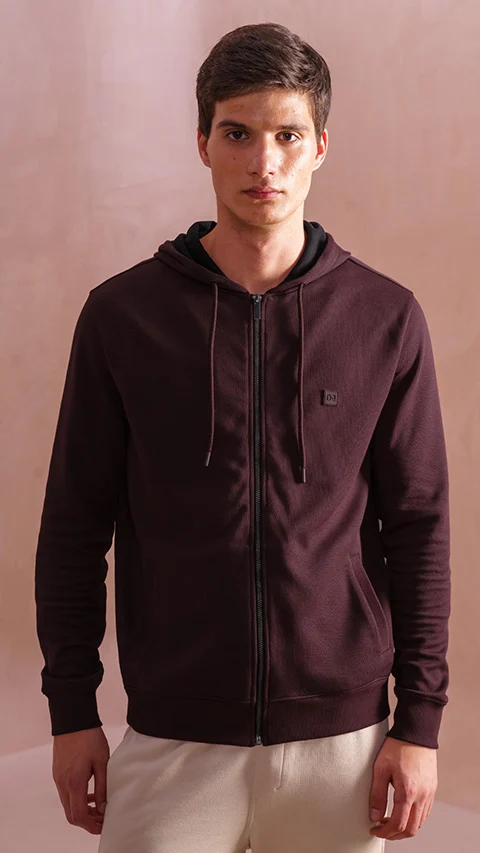 Statement Elemental Zipped Hoodie Loyal Maroon