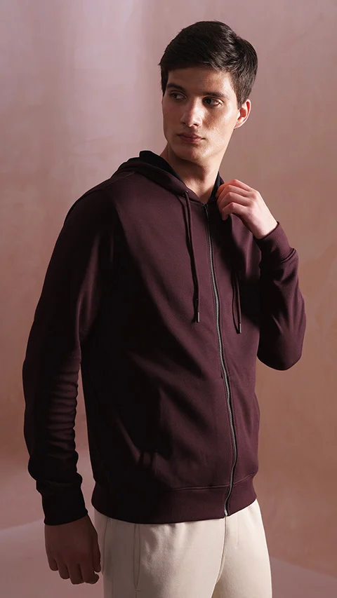 Statement Elemental Zipped Hoodie Loyal Maroon