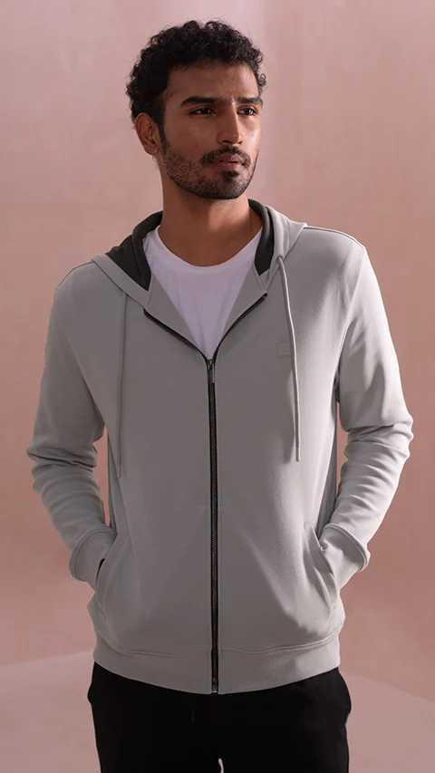 Statement Elemental Zipped Hoodie Mist Grey