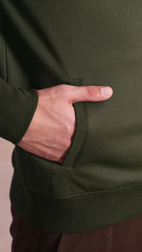 Statement Elemental Zipped Hoodie Olive Green