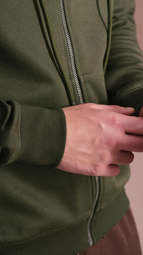 Statement Elemental Zipped Hoodie Olive Green