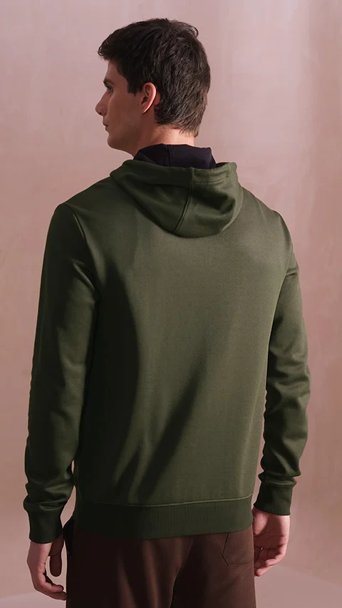 Statement Elemental Zipped Hoodie Olive Green